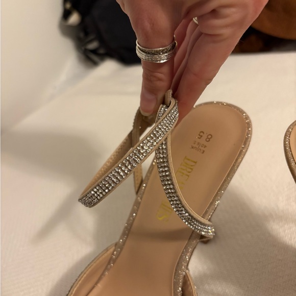 Sparkly Gold Bow Heels with Rhinestone Detailing Silver Bow Size 8.5 - Picture 7 of 7